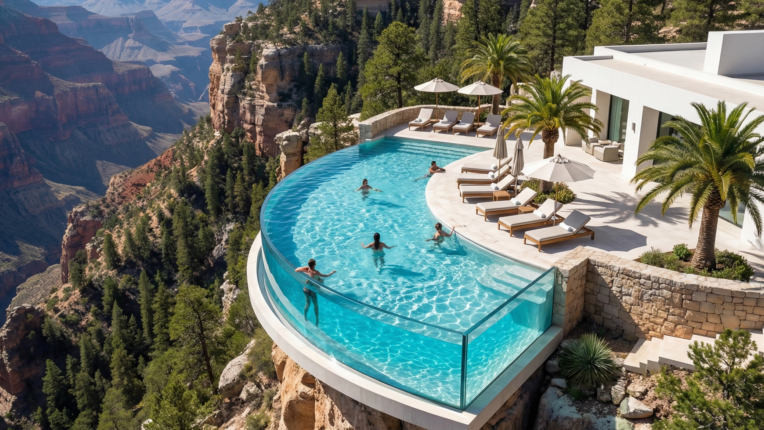 豪华私人会所、别墅大型亚克力透明游泳池