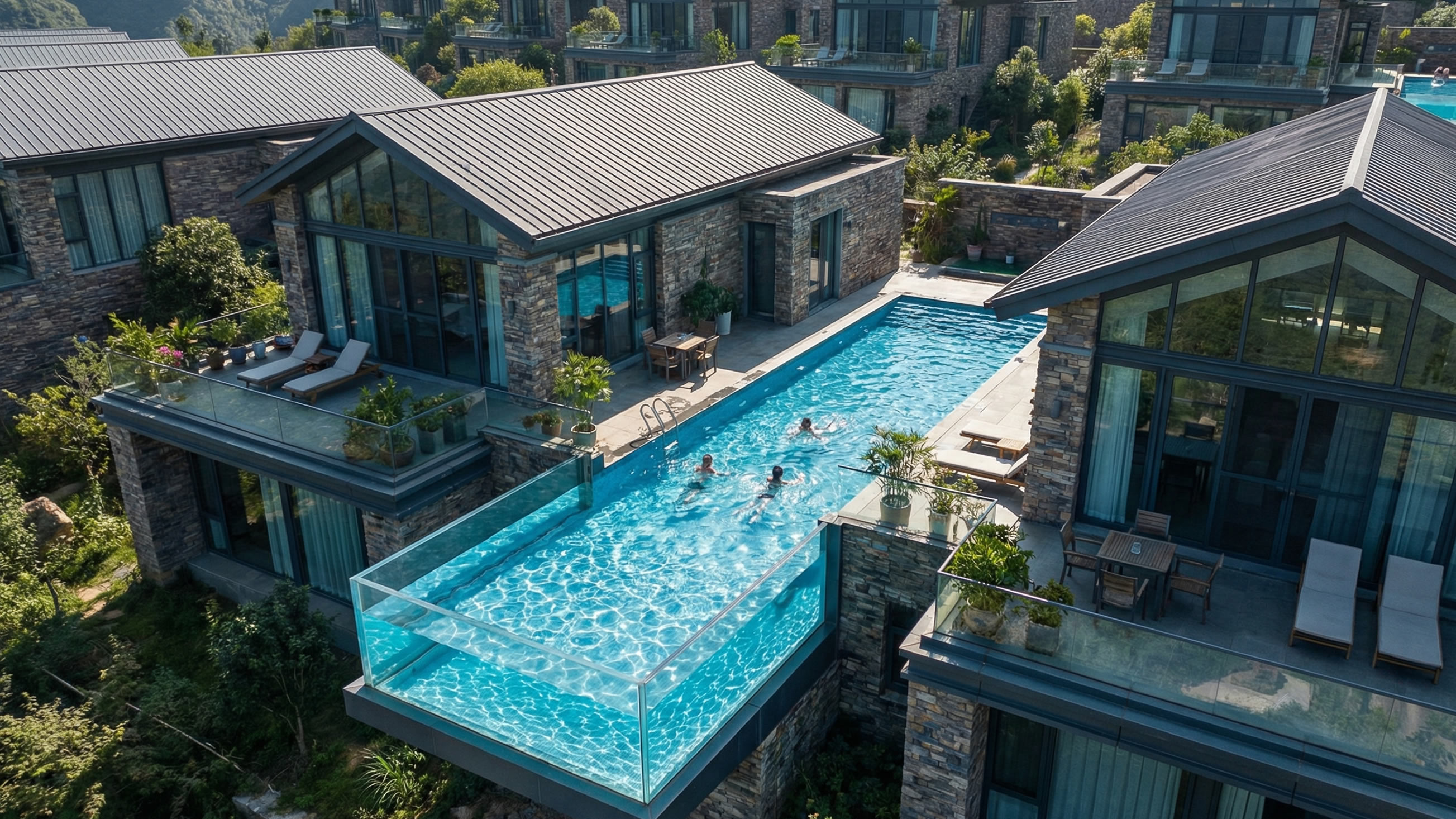 别墅、豪宅、民宿亚克力透明游泳池