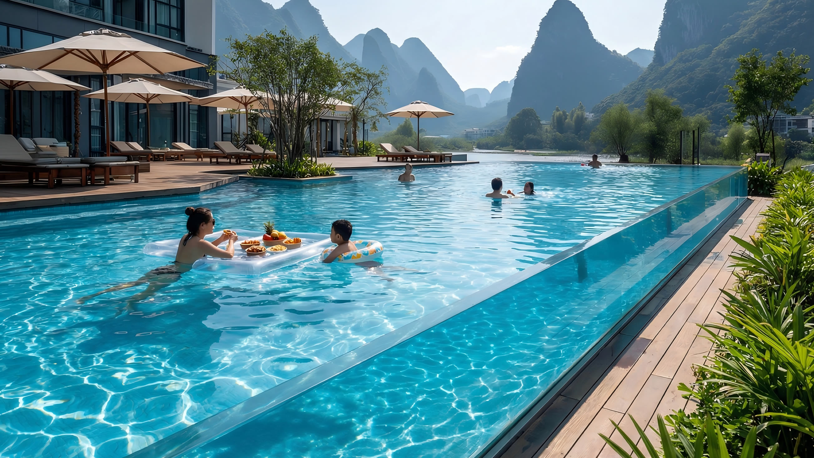 度假村、休闲娱乐会所亚克力透明游泳池