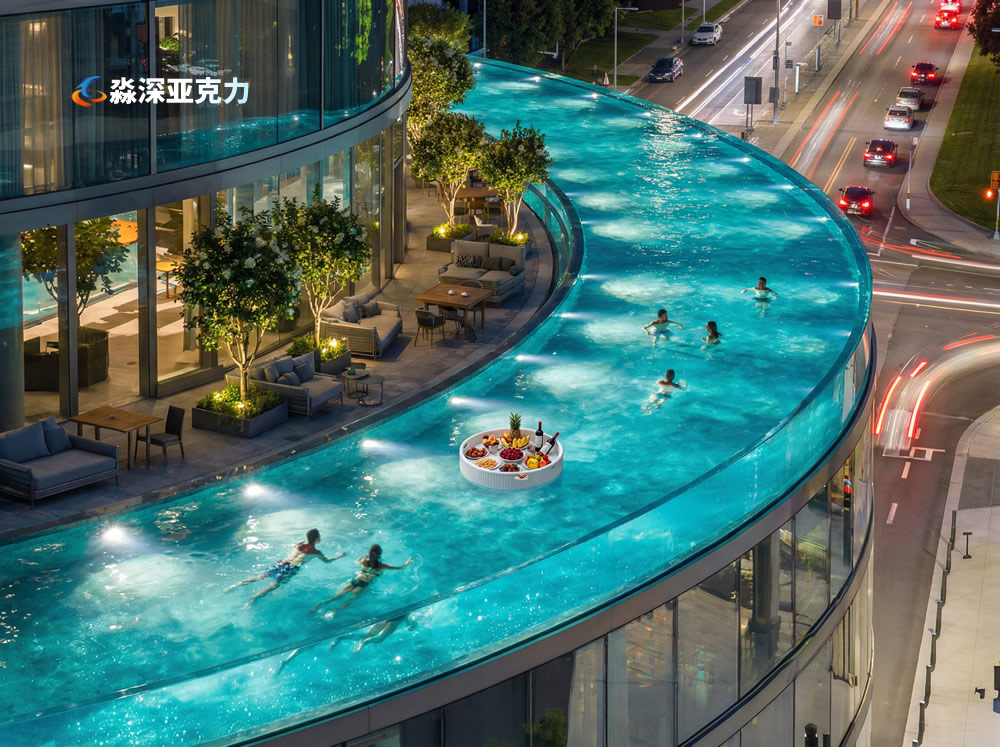 长超宽无边际透明亚克力泳池