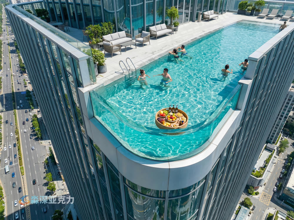 酒店民宿透明亚克力无边际泳池