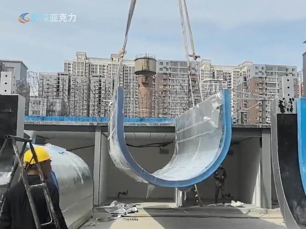 亚克力美人鱼表演池施工现场