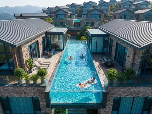 豪宅、豪华别墅、高端住宅亚克力透明游泳池设计定制